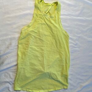 Lululemon All Tied Up Tank Top Neon Yellow Lime Green Open Back Yoga Shirt